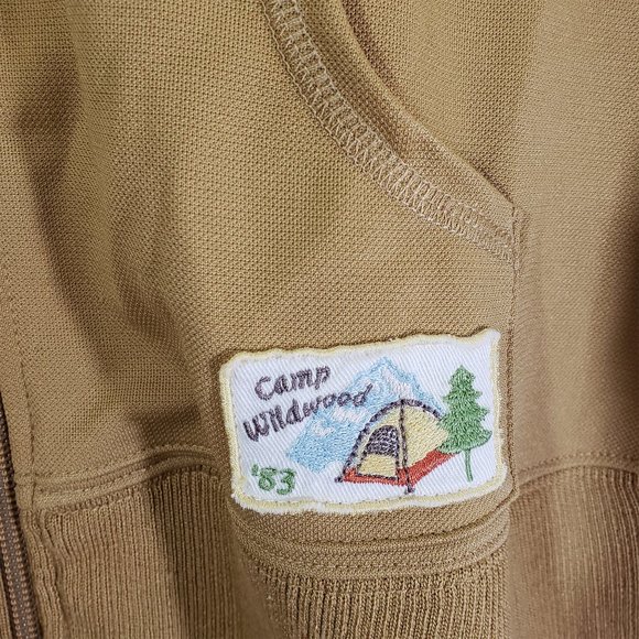 CHROMA SPORT XL Tan, White Solid Camp Wildwood 1983 Vintage, Zip front Jacket - Picture 3 of 7